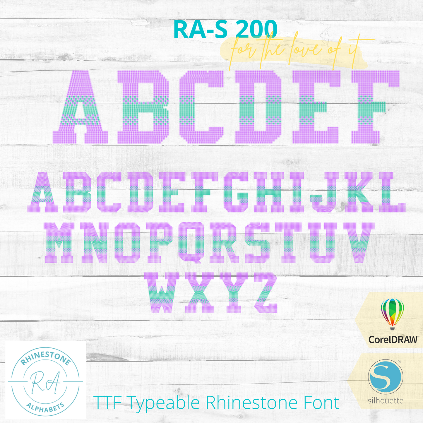 RA-S 200 Faded Combo TTF Rhinestone Font Faded Look