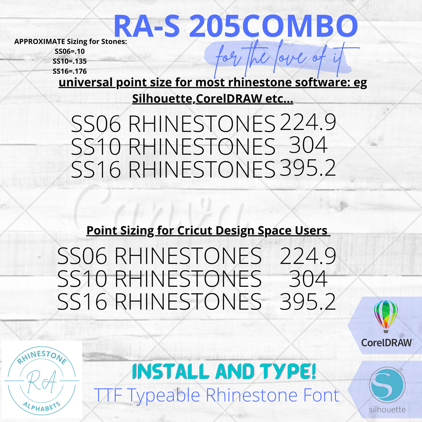 RA-S 205 Combo A TTF 2 color rhinestone font!