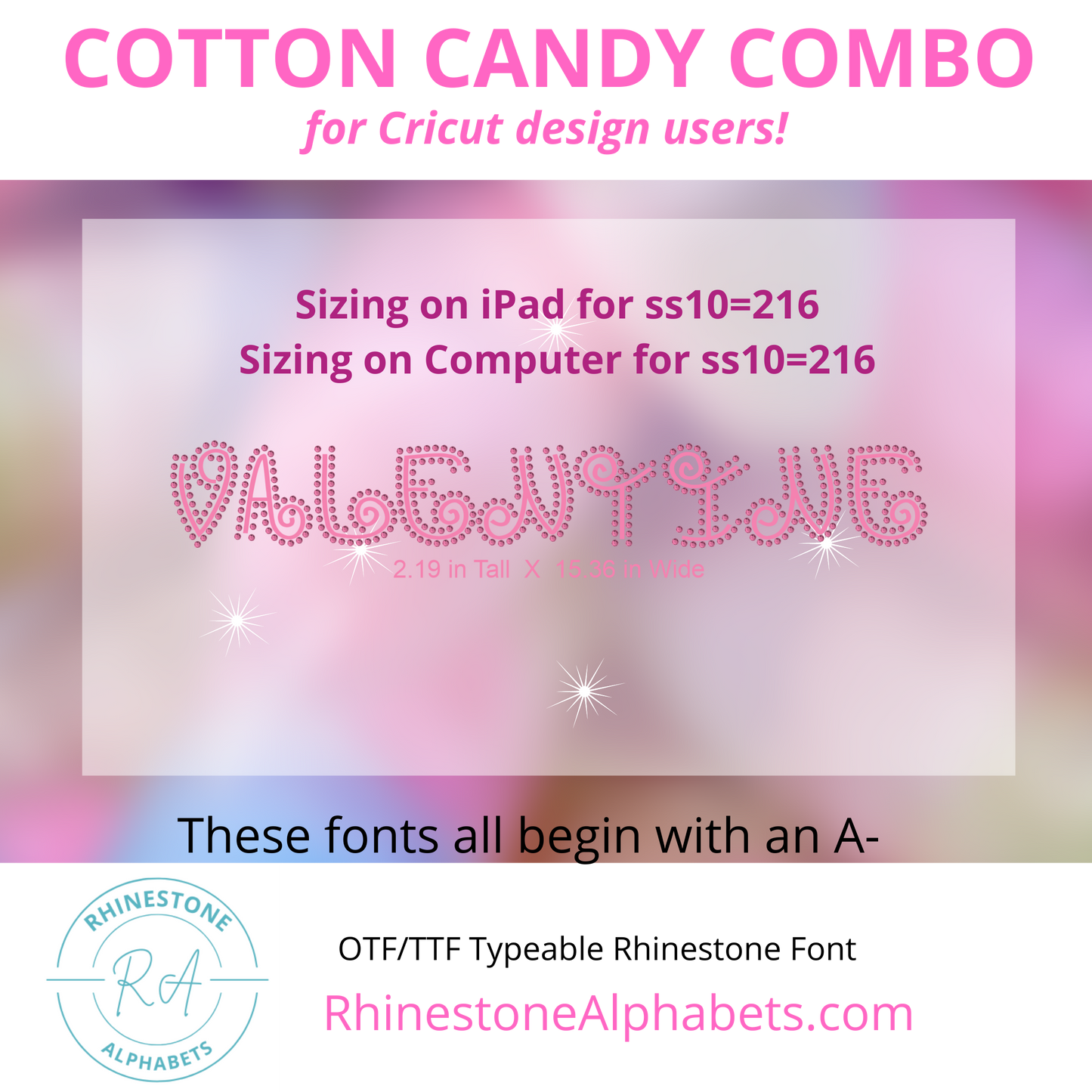 A-Cotton Candy Combo: Cricut Sized TTF/OTF font