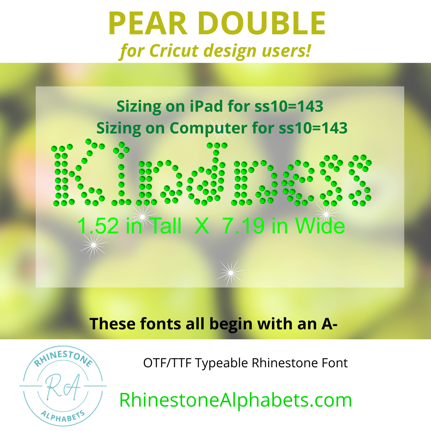 A-PearDouble : Cricut Sized TTF/OTF Rhinestone Font