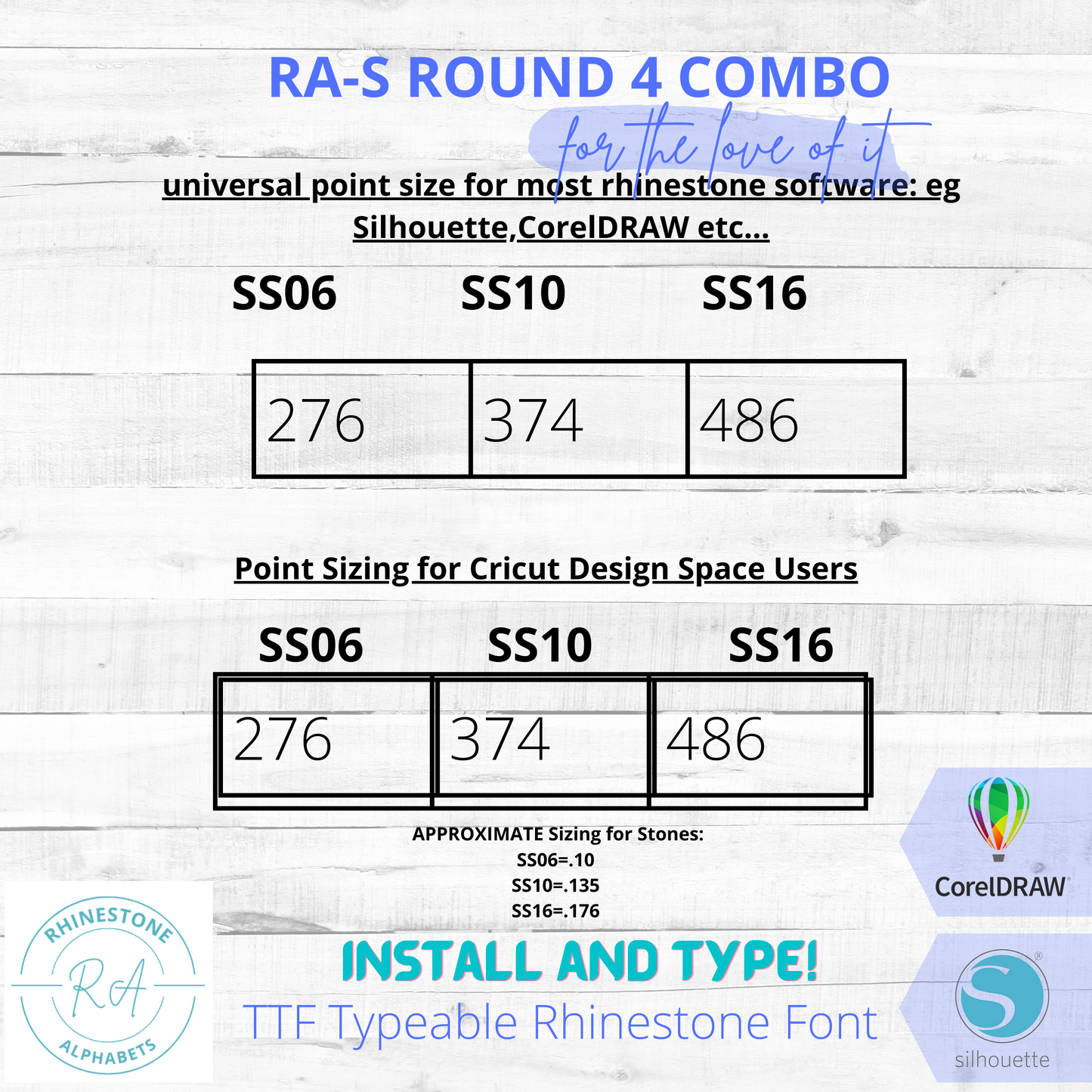 RA-S Round 4 Combo TTF Rhinestone Font, 2 color