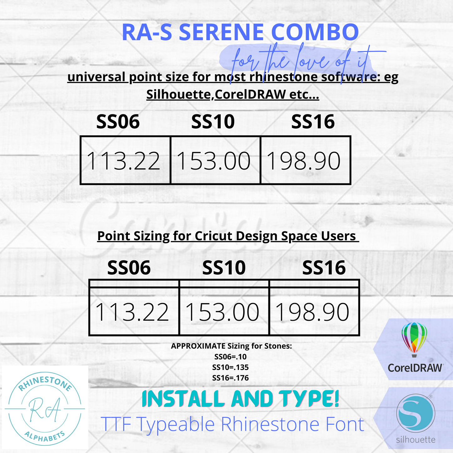 RA-S  Serene Combo  TTF Rhinestone 2 Color Font!