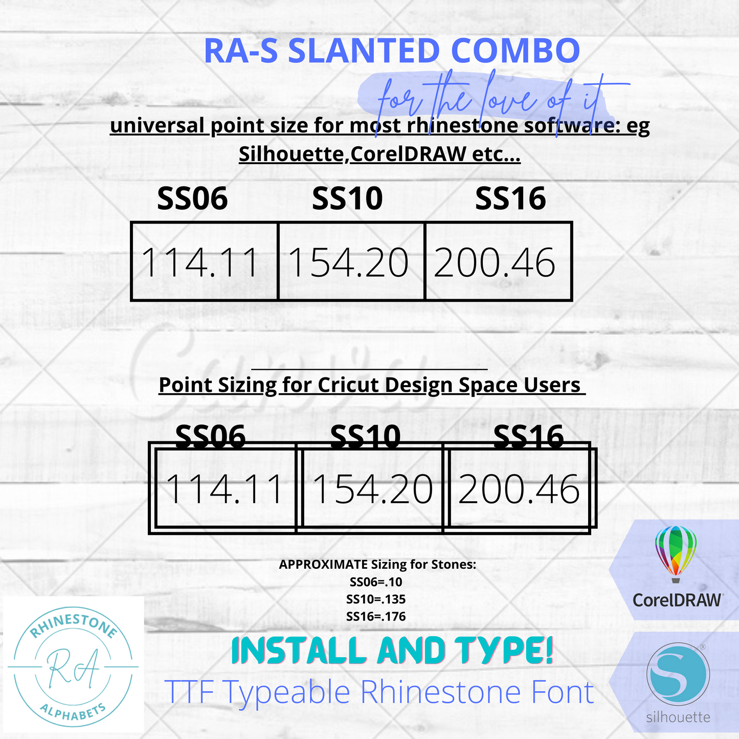 RA-S Slanted Combo TTF Rhinestone Font in 2 colors.