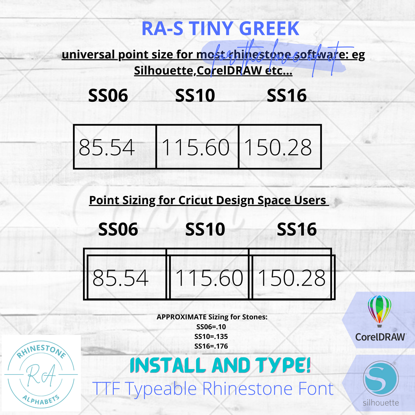 RA-S TIny Greek Serif  a tiny TTF Greek Rhinestone Font