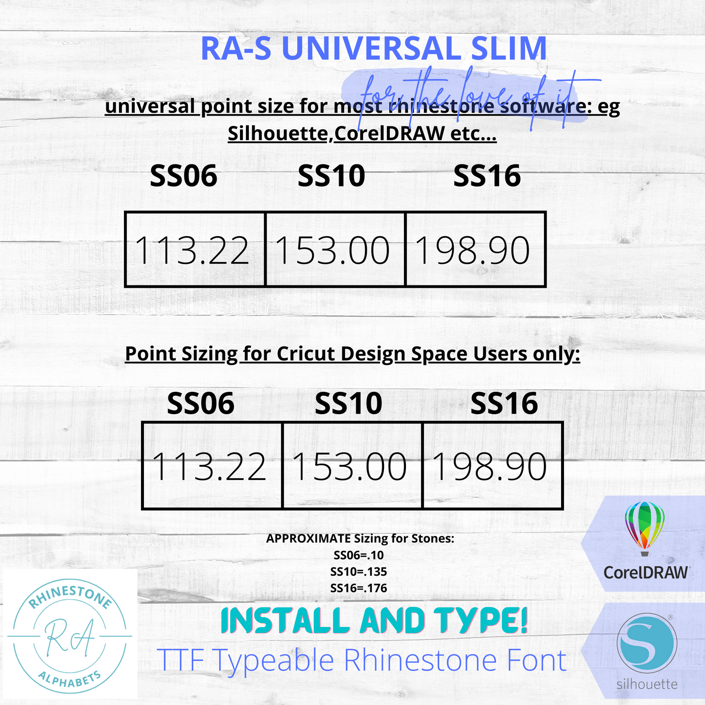 RA-S Universal Slim  :TTF Typeable Rhinestone Font
