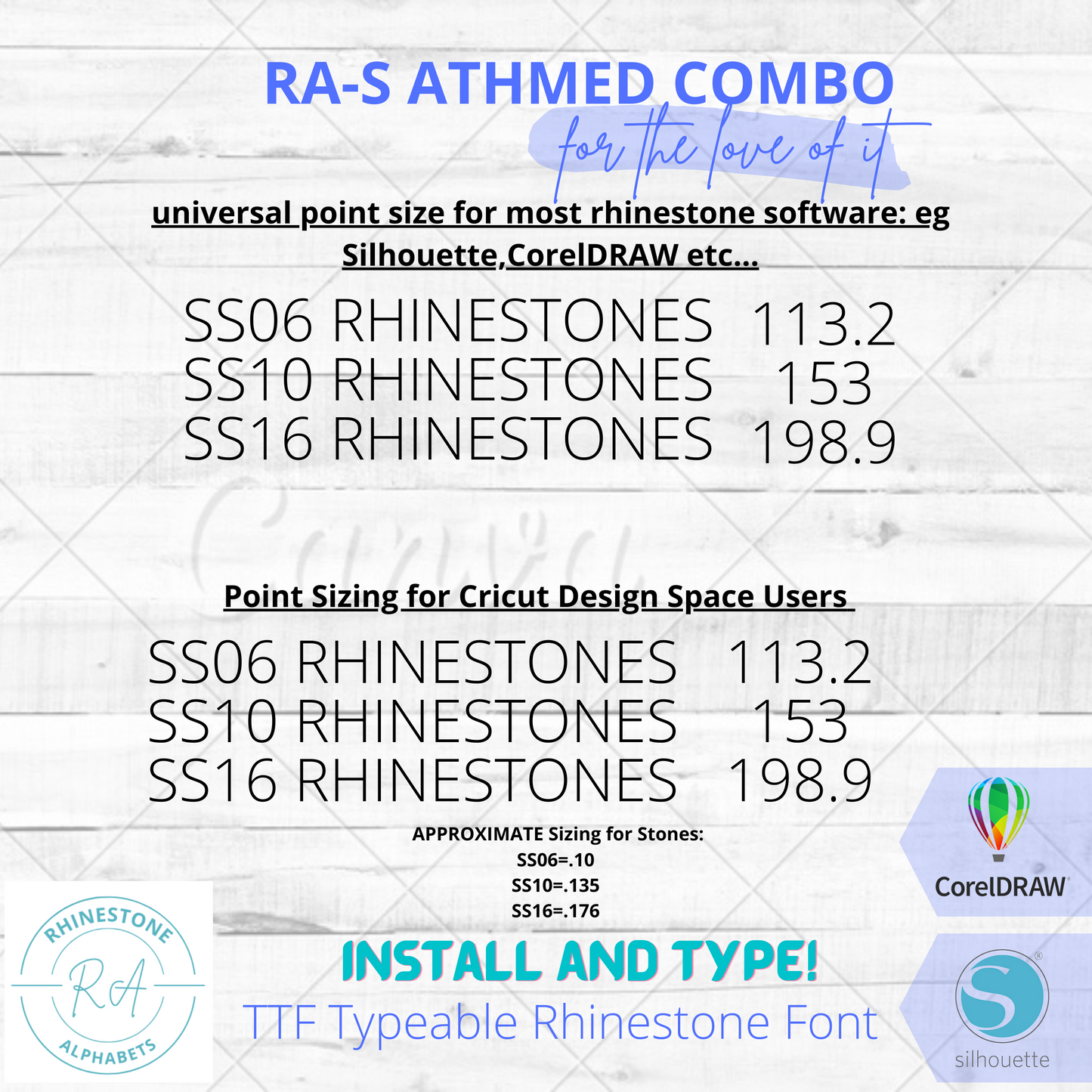 RA-S Athletic Medium Combo TTF Rhinestone Font