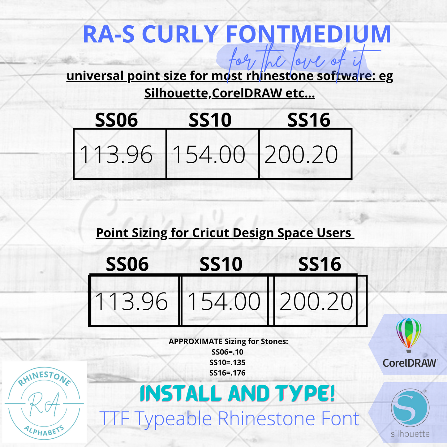 RA-S CurlyFontMedium  :TTF Typeable Rhinestone Font