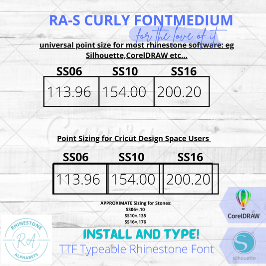RA-S CurlyFontMedium :TTF Typeable Rhinestone Font