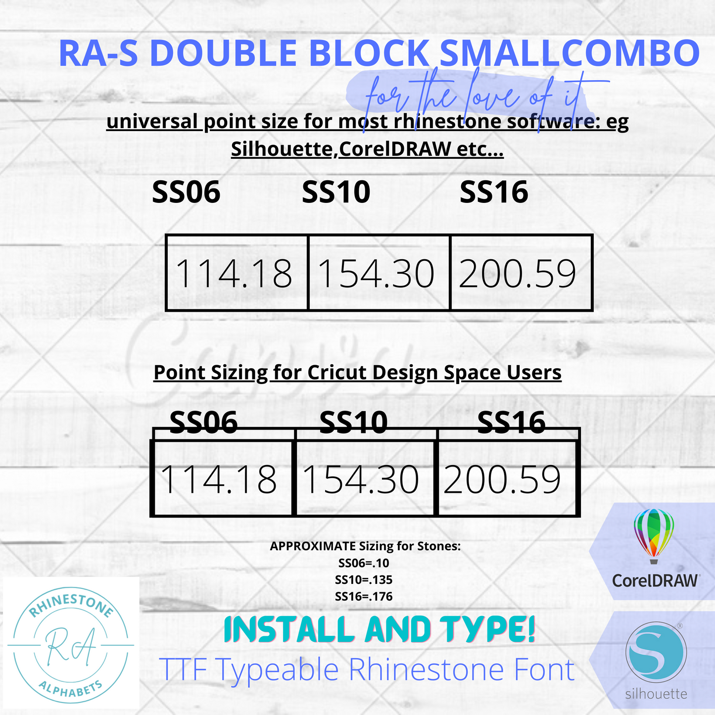 RA-S Double Block Small  TTF Typeable Rhinestone Font