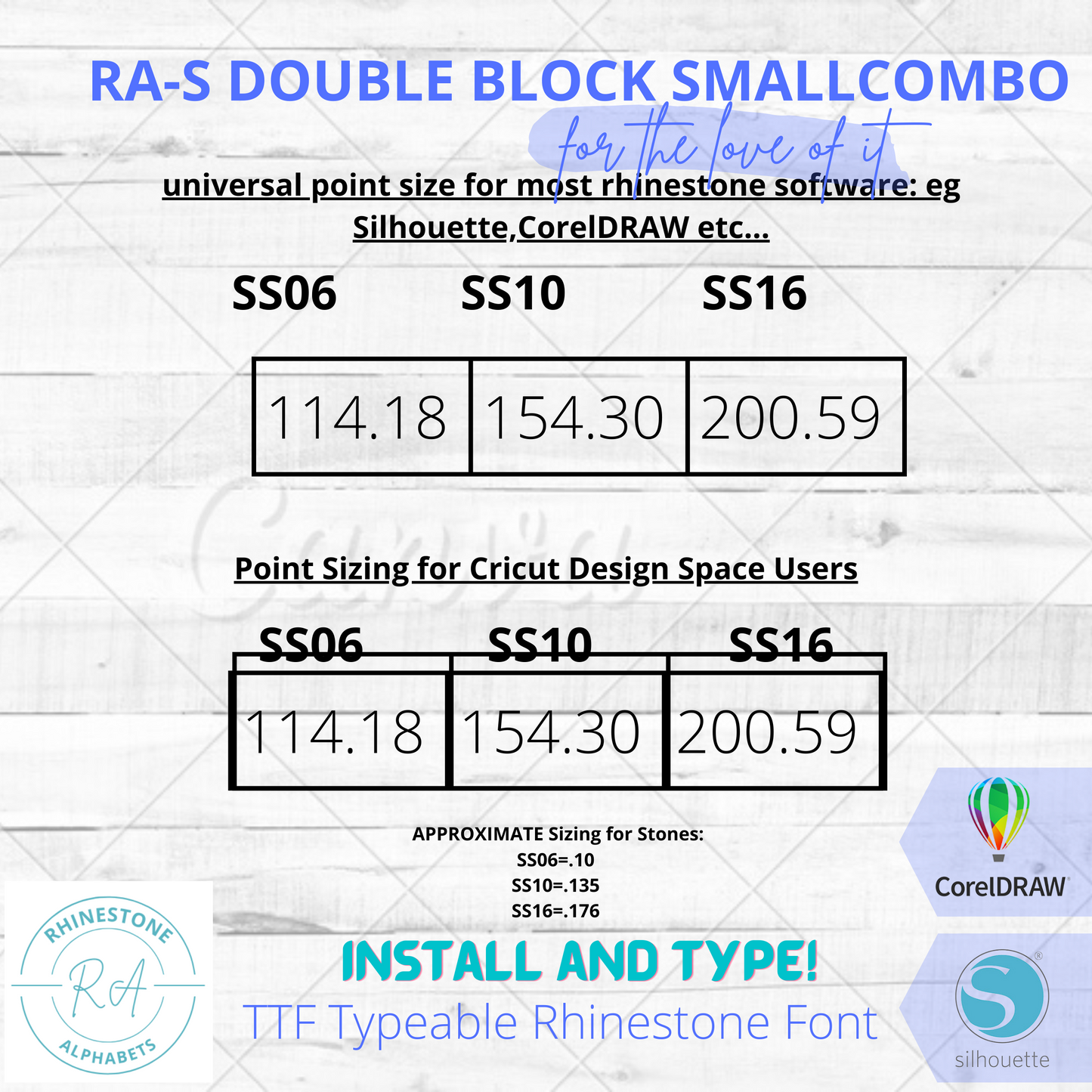 RA-S Double Block Small TTF Typeable Rhinestone Font