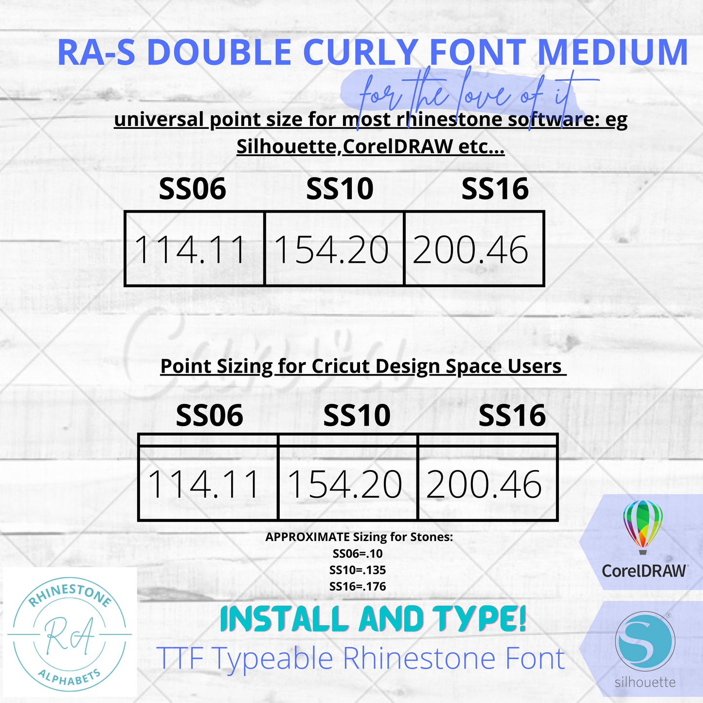 RA-S Double Curly Font Medium  A TTF True type Rhinestone Font