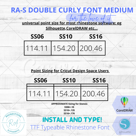 RA-S Double Curly Font Medium A TTF True type Rhinestone Font