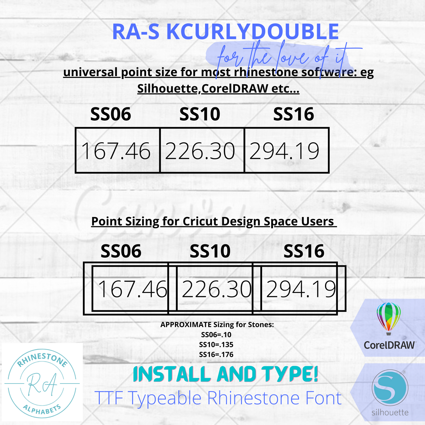 RA-S KCurly Double A TrueType Cursive Curly Rhinestone Font
