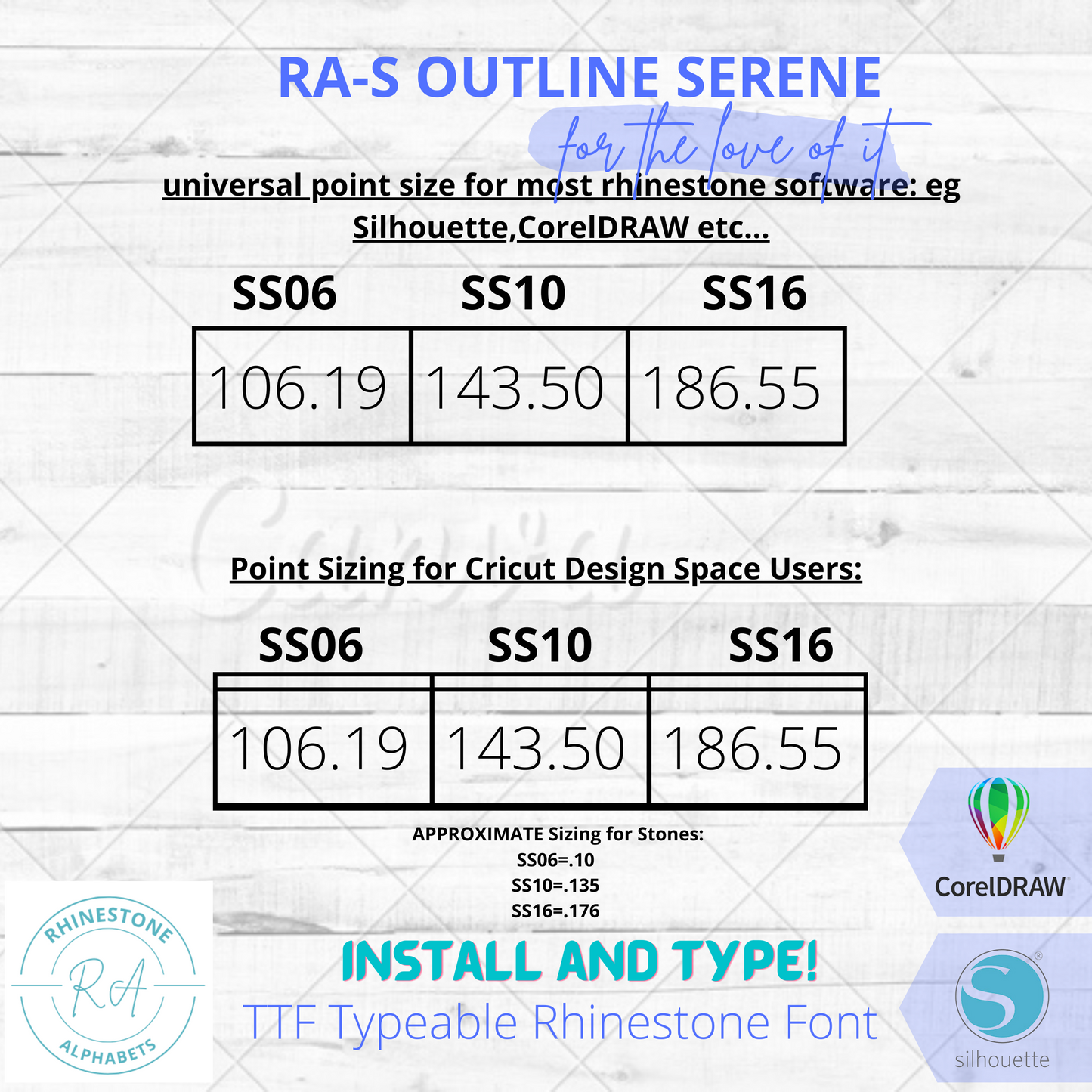 RA-S Outline Serene A ttf Truetype Rhinestone font