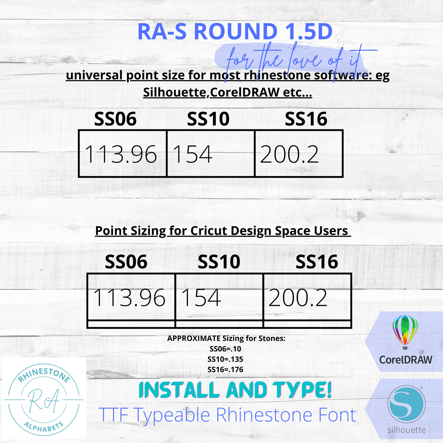 RA-S Round 1.5D  TTF Rhinestone Font Zebra 2 color Combo.