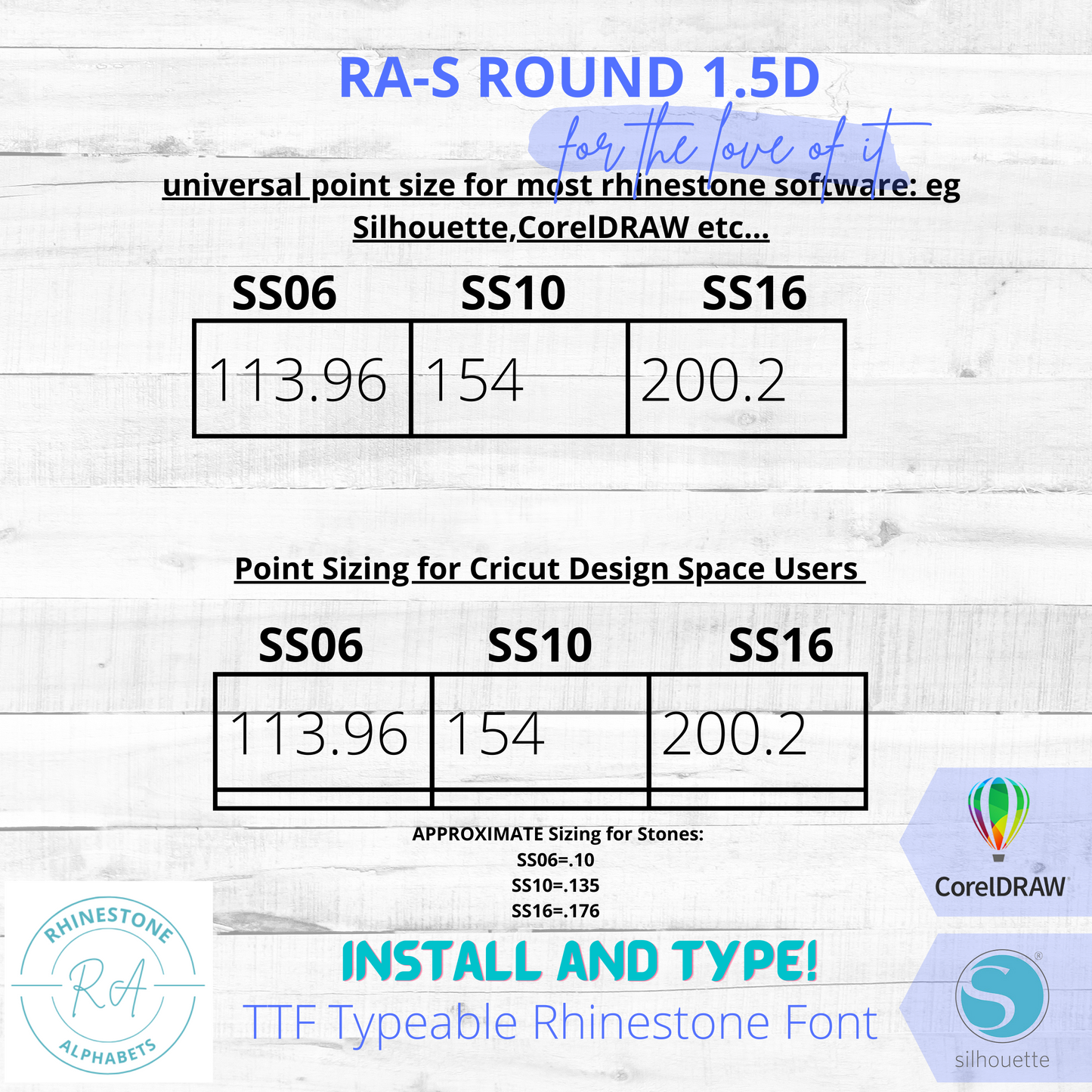 RA-S Round 1.5D TTF Rhinestone Font Zebra 2 color Combo.