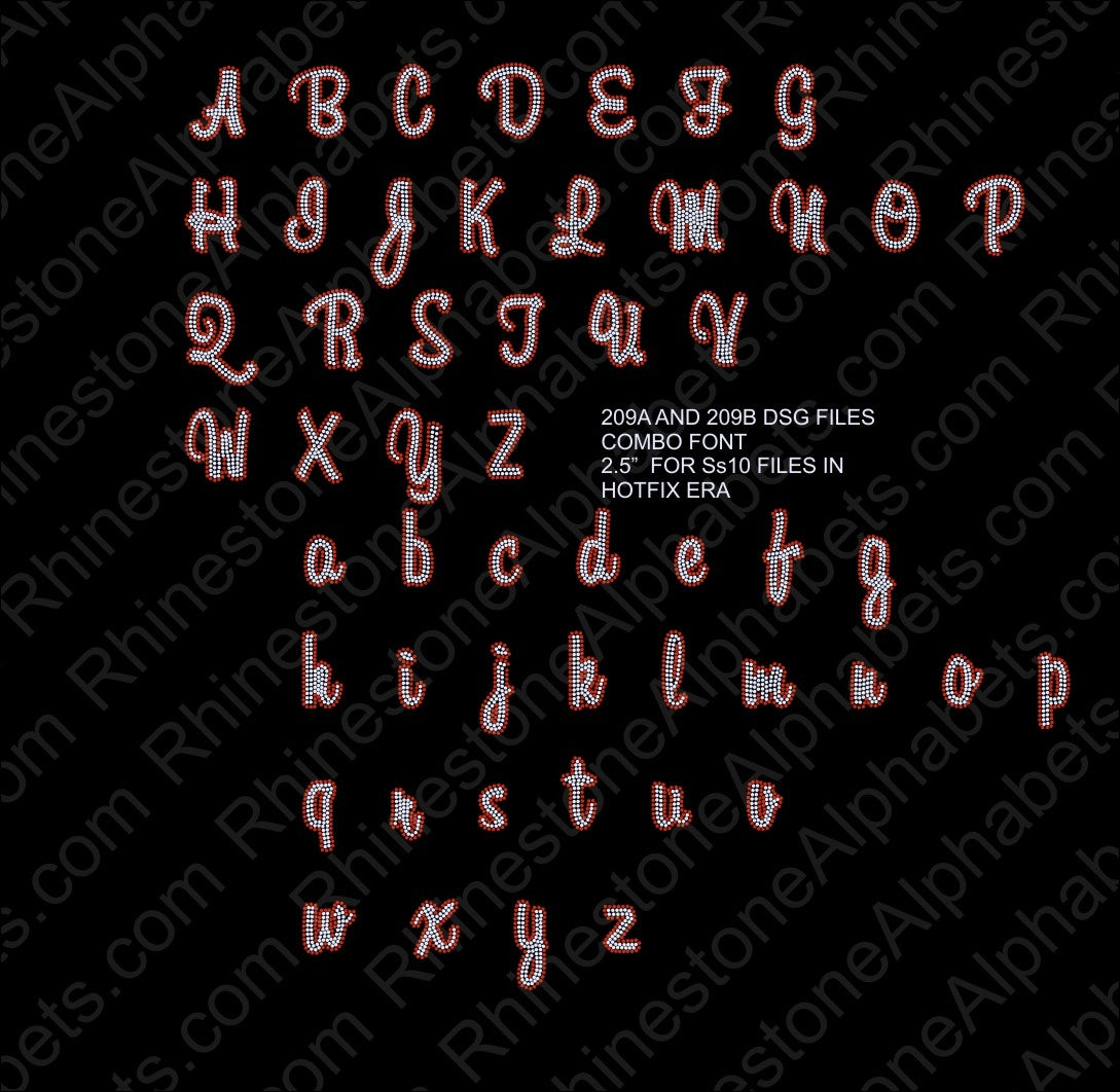 209a and 209b dsg files ,TTF Rhinestone Fonts & Rhinestone Designs