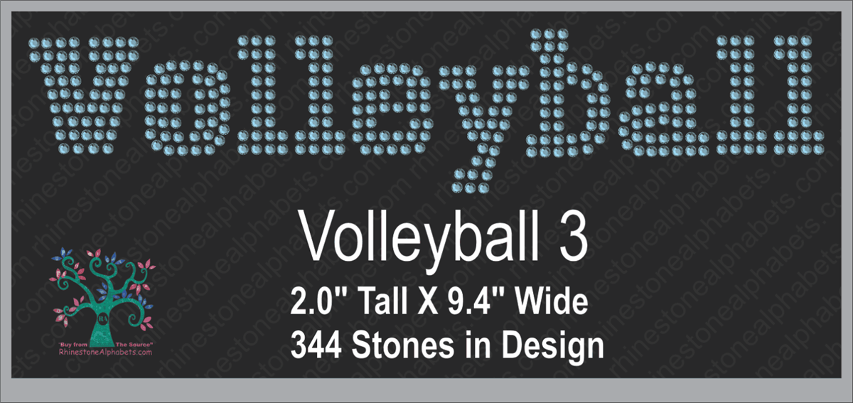 Volleyball Word 3 Rhinestone TTF Alphabets and Rhinestone Designs