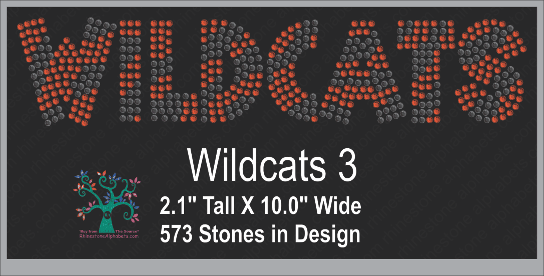Wildcats Word 3 Rhinestone TTF Alphabets and Rhinestone Designs