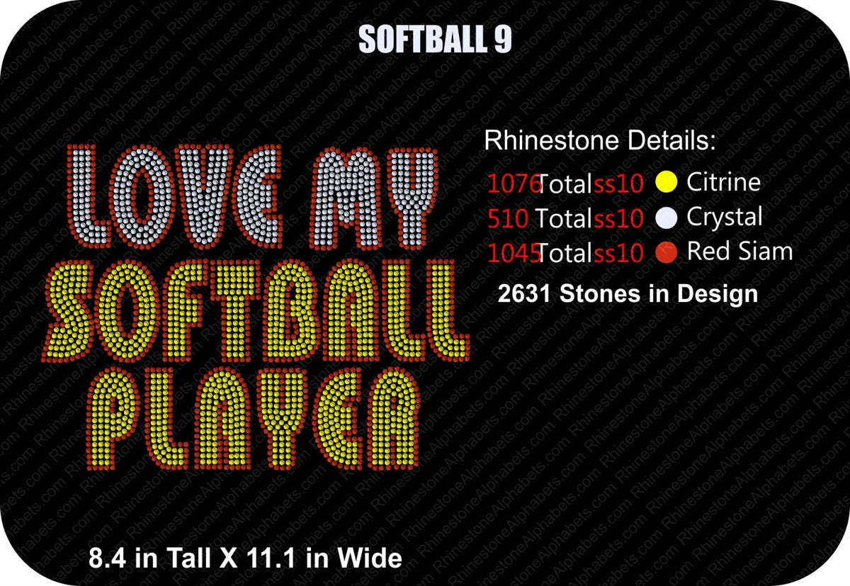 SOFTBALL 9 ,TTF Rhinestone Fonts & Rhinestone Designs