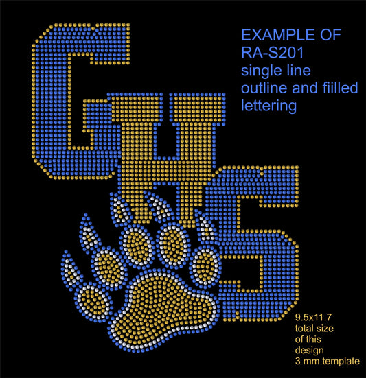 RA-S 201 TTF RHINESTONE COMBO FONT ,TTF Rhinestone Fonts & Rhinestone Designs