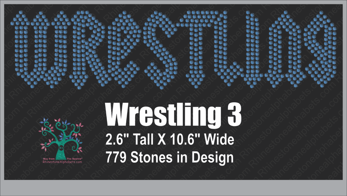 Wrestling Word 3 Rhinestone TTF Alphabets and Rhinestone Designs