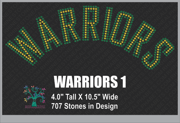 Warriors Word 1 Rhinestone TTF Alphabets and Rhinestone Designs
