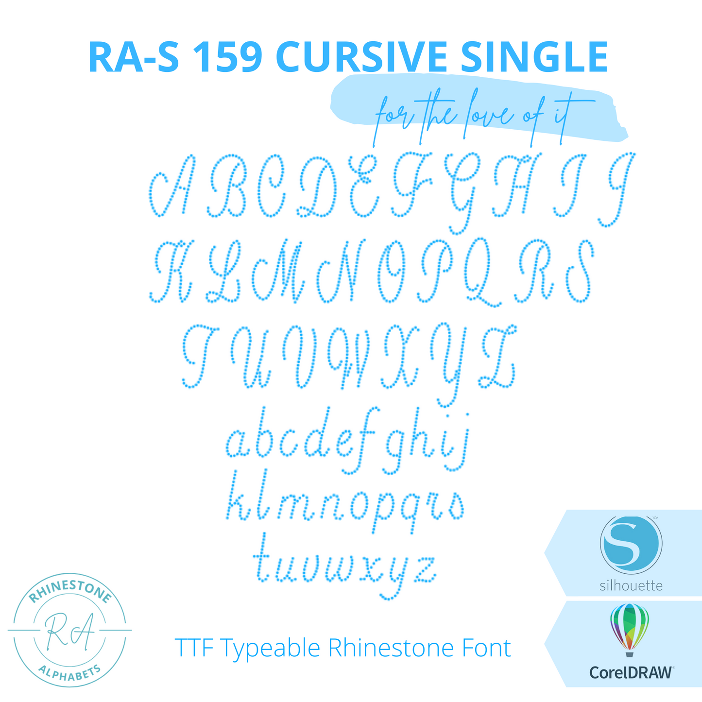 RA-S 159 Cursive Single - RhinestoneAlphabets