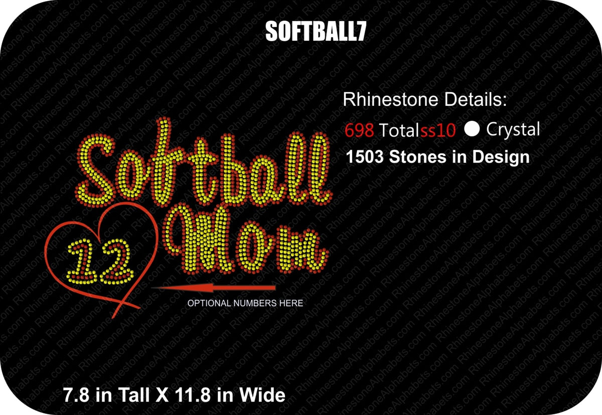 SOFTBALL 7 ,TTF Rhinestone Fonts & Rhinestone Designs