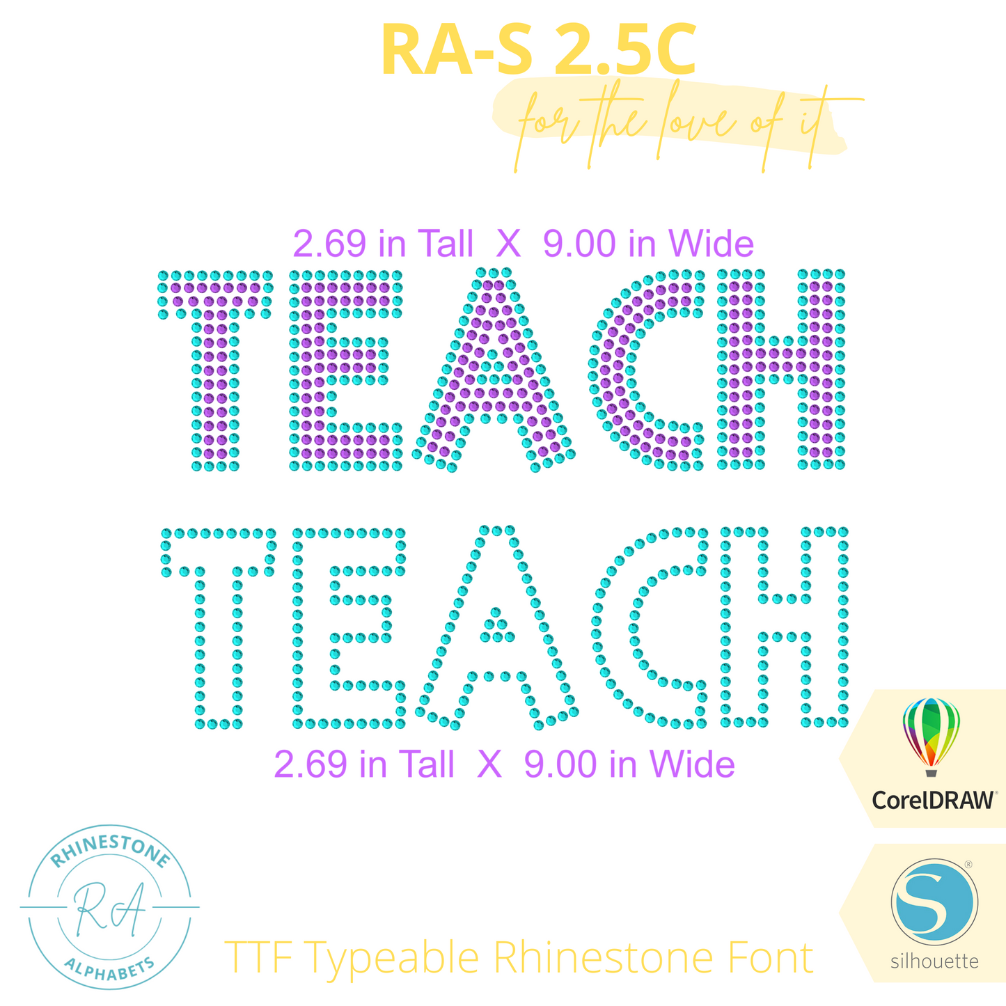 RA-S  Round 2.5C - RhinestoneAlphabets