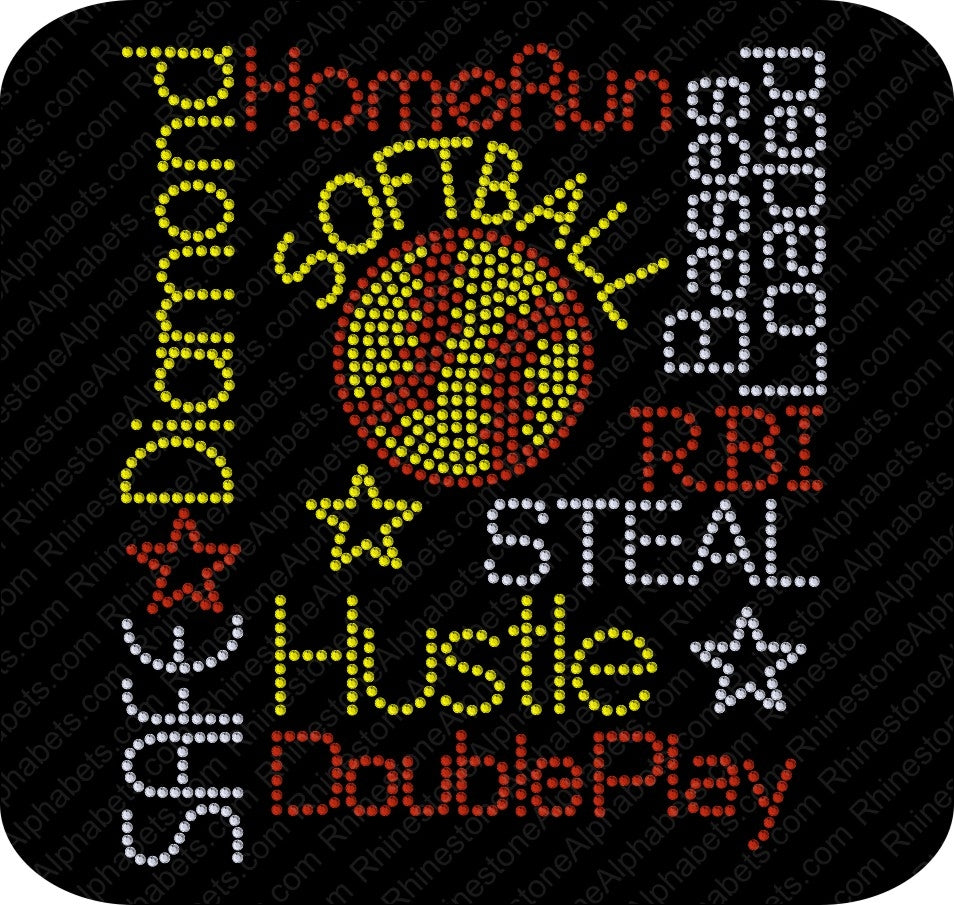 SOFTBALL 14 ,TTF Rhinestone Fonts & Rhinestone Designs