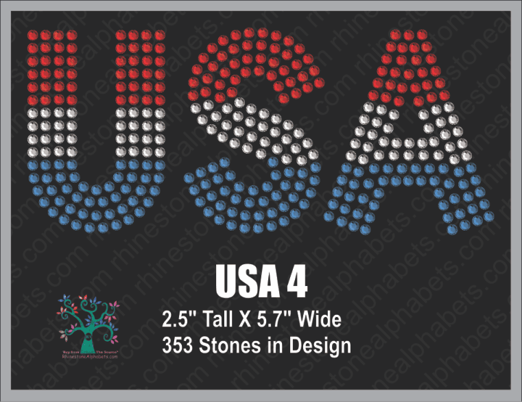 USA Word 4 Rhinestone TTF Alphabets and Rhinestone Designs