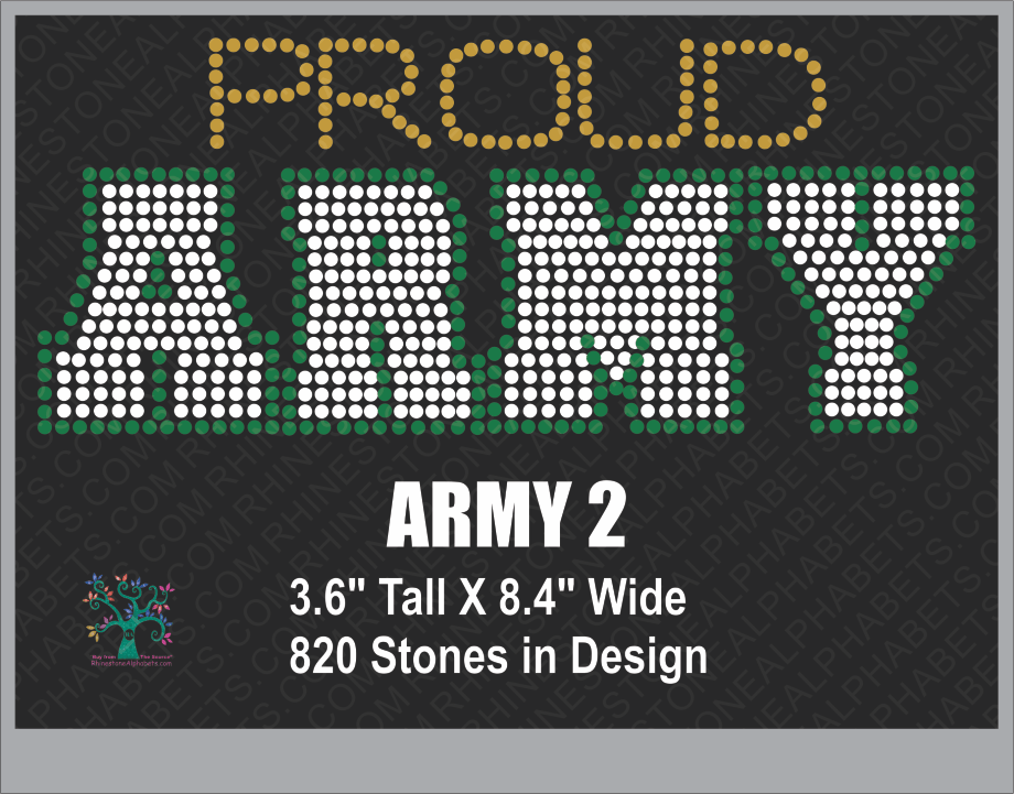 Army Word 2 ,TTF Rhinestone Fonts & Rhinestone Designs
