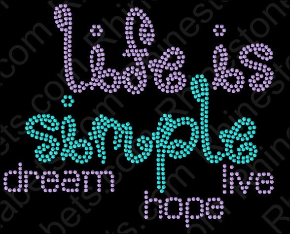 Life is Simple all ,TTF Rhinestone Fonts & Rhinestone Designs