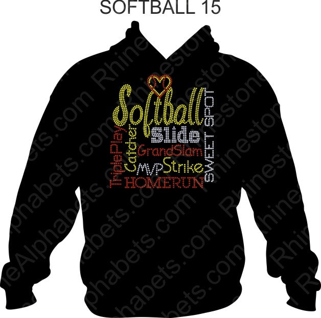 SOFTBALL 15 ,TTF Rhinestone Fonts & Rhinestone Designs