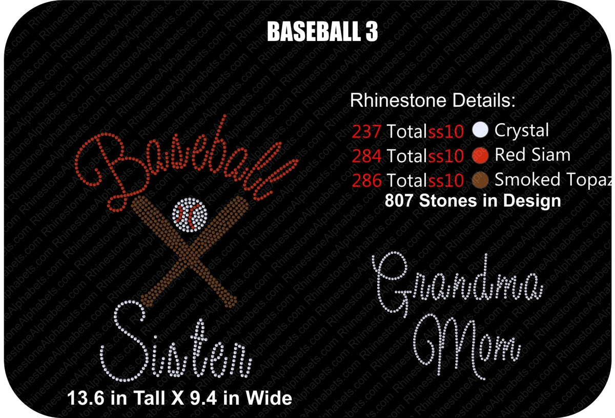 BASEBALL 3 ,TTF Rhinestone Fonts & Rhinestone Designs