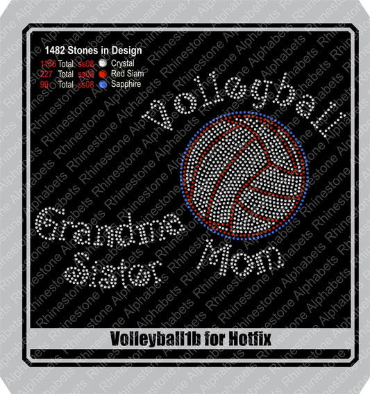 Volleyball 1a and b Hotfix DSG File Only! Rhinestone TTF Alphabets and Rhinestone Designs