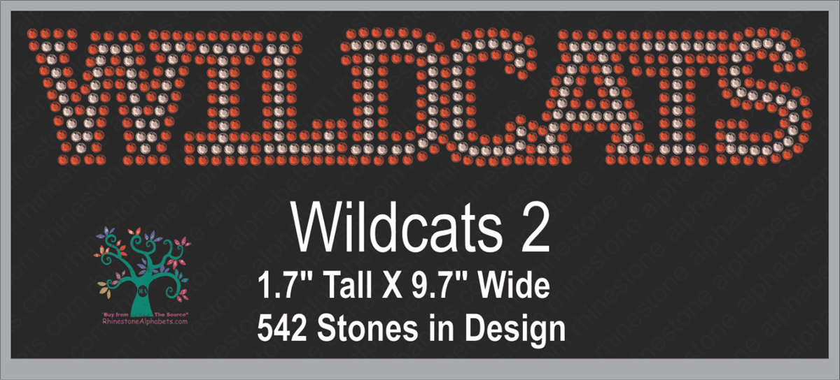 Wildcats Word 2 Rhinestone TTF Alphabets and Rhinestone Designs