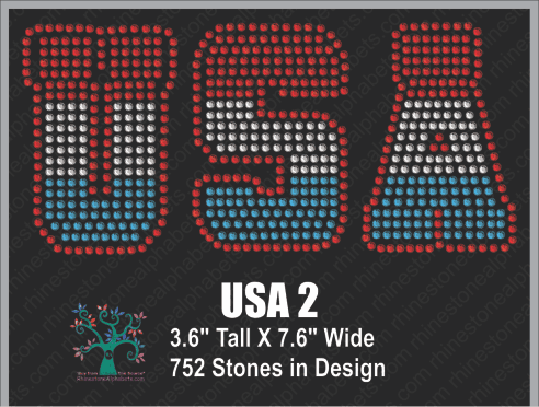 USA Word 2 Rhinestone TTF Alphabets and Rhinestone Designs