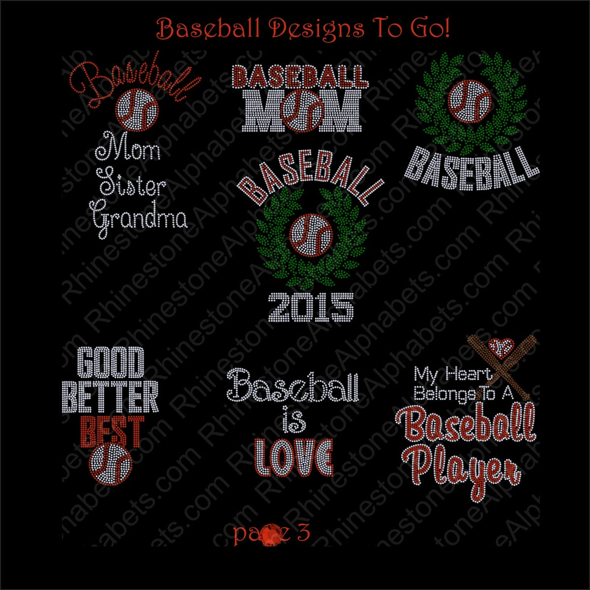 Baseball Softball Package ,TTF Rhinestone Fonts & Rhinestone Designs