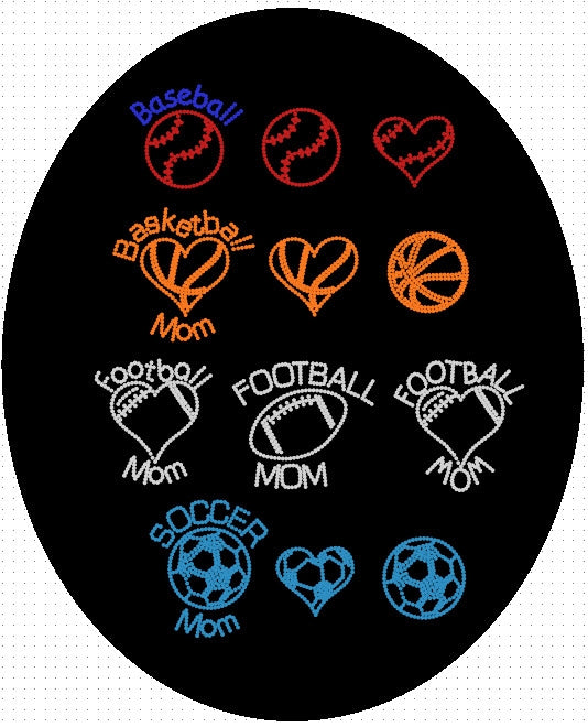 Sportsballs-Small in HOTFIX ,TTF Rhinestone Fonts & Rhinestone Designs