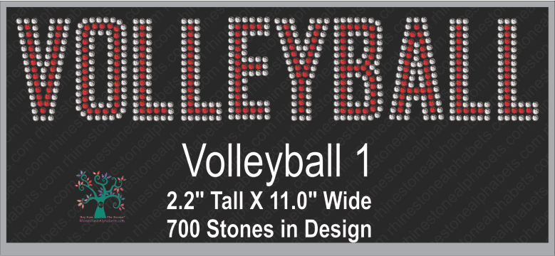 Volleyball Word 1 Rhinestone TTF Alphabets and Rhinestone Designs