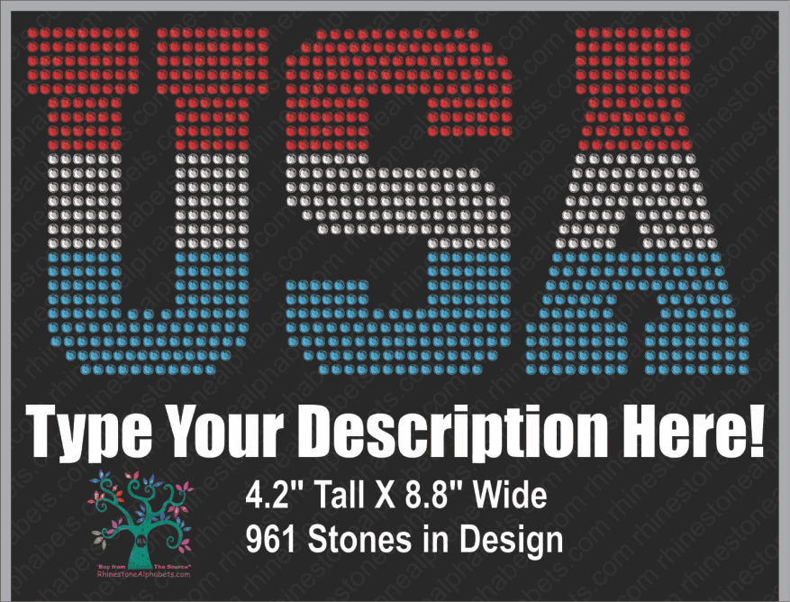 USA Word 1 Rhinestone TTF Alphabets and Rhinestone Designs