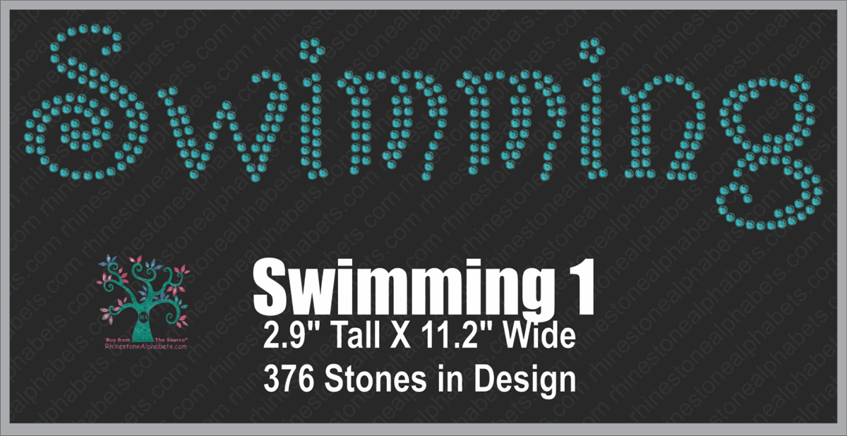 Swimming Word 1 ,TTF Rhinestone Fonts & Rhinestone Designs