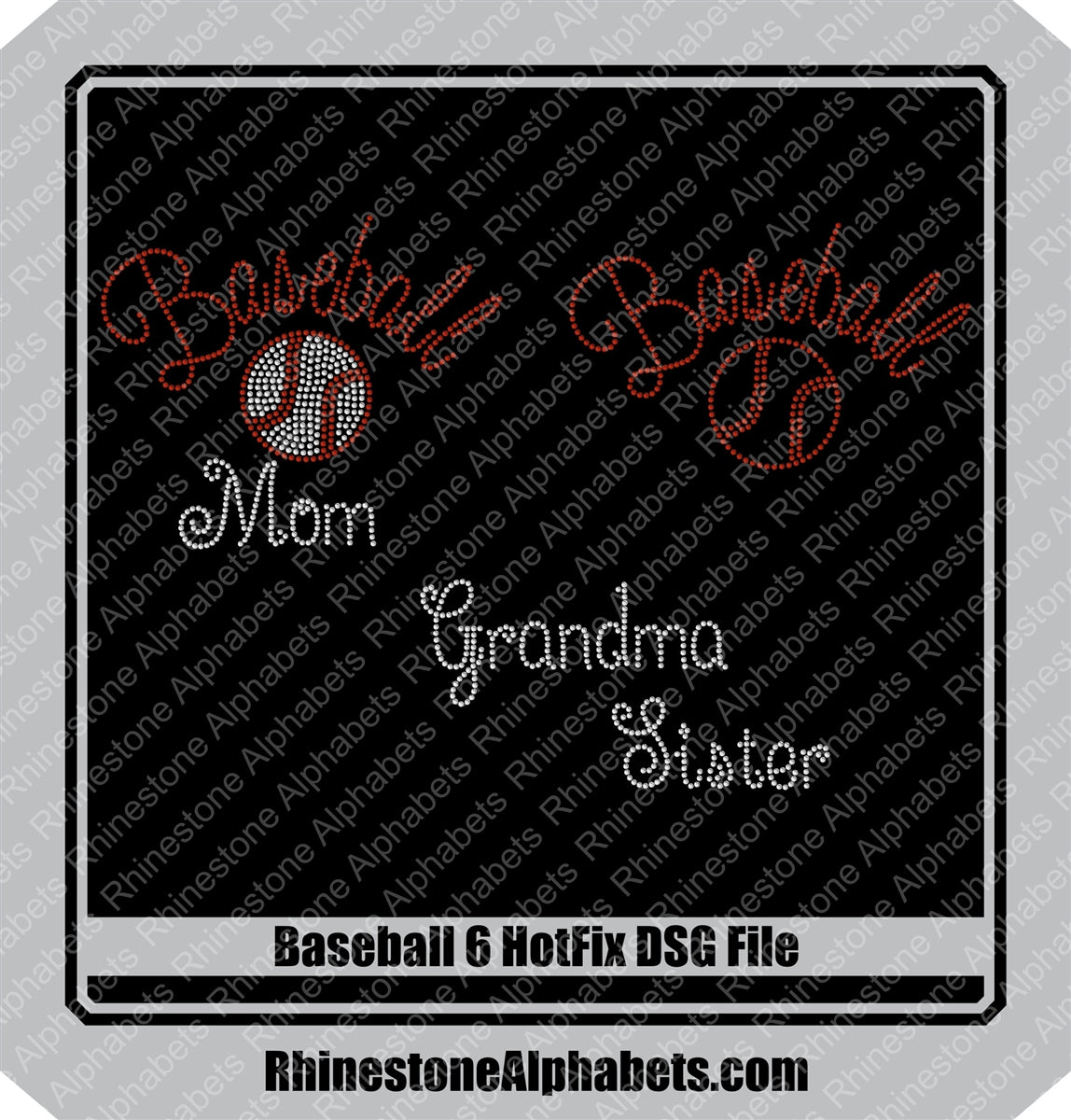 Baseball 6Hotfix DSG File Only! ,TTF Rhinestone Fonts & Rhinestone Designs