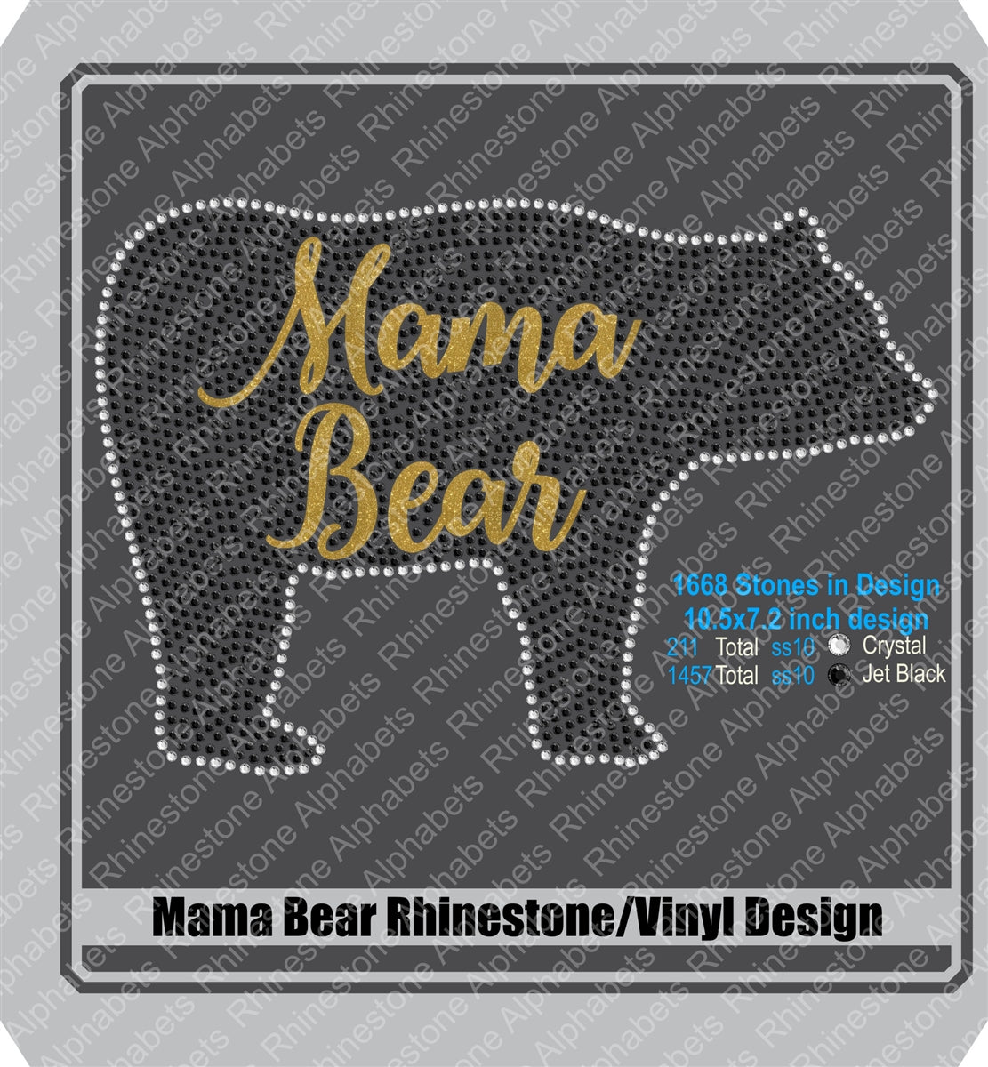 MamaBear1-Rhinestones/vinyl ,TTF Rhinestone Fonts & Rhinestone Designs