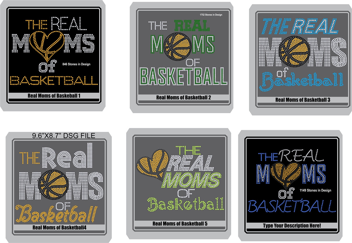 Real Moms of Baskeball Combo ,TTF Rhinestone Fonts & Rhinestone Designs