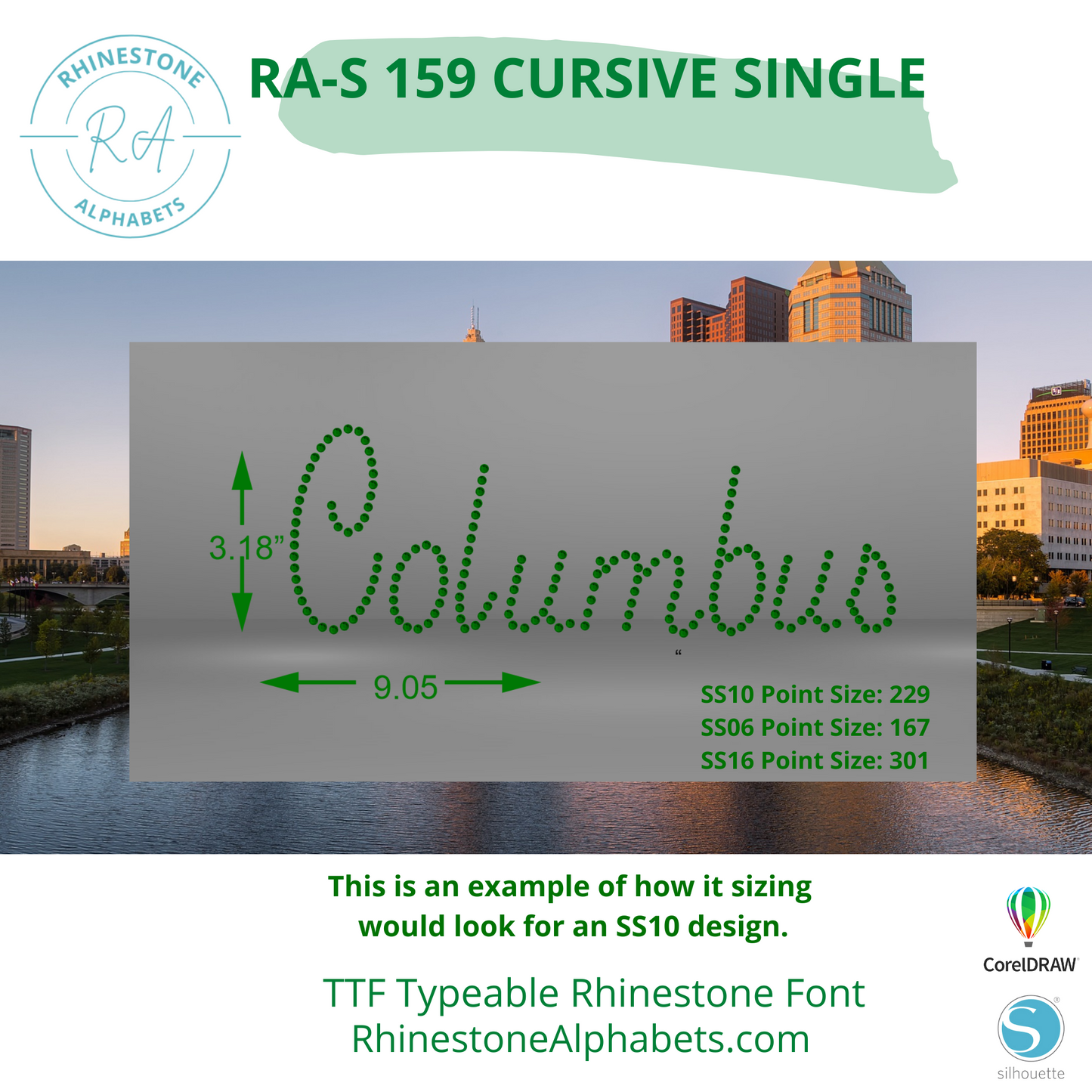 RA-S 159 Cursive Single - RhinestoneAlphabets