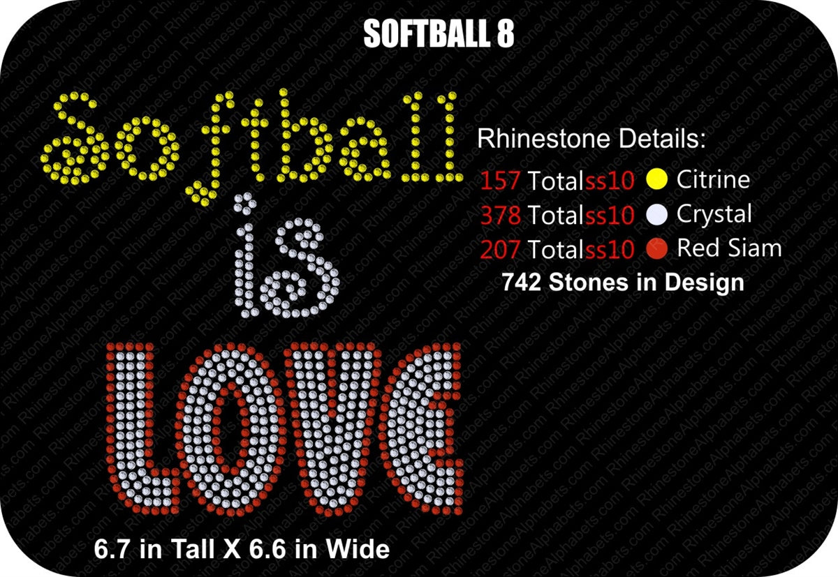 SOFTBALL 8 ,TTF Rhinestone Fonts & Rhinestone Designs