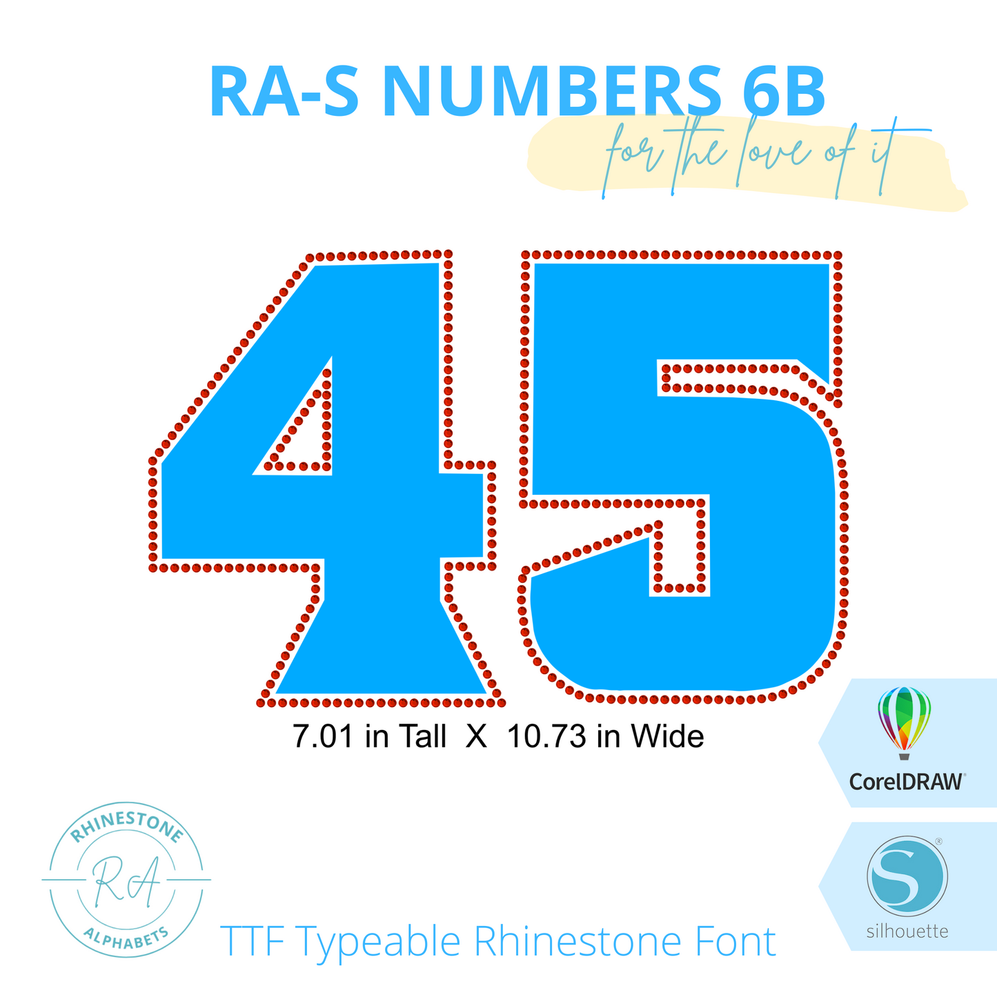 RA-S Numbers Edge 6B - RhinestoneAlphabets